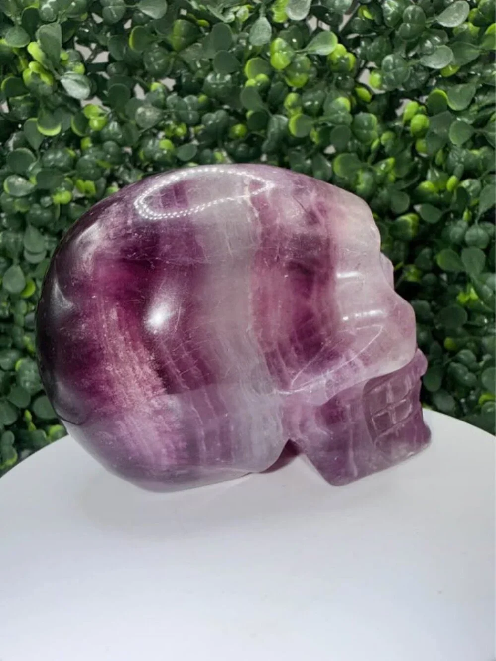UV Reactive Purple Fluorite Crystal Skull | 564g